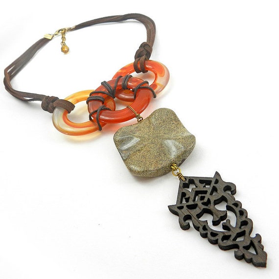 Items similar to Unique Statement Necklace/Couture Necklace/ Earthy ...