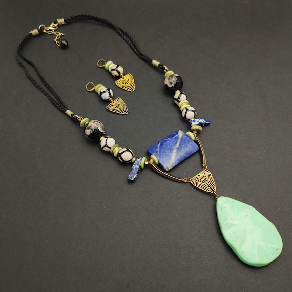 Chunky Statement Turquoise Necklace, Multi Strand Big Stone Beads,  Turquoise Jewelry, Bonus Earrings - Yahoo Shopping