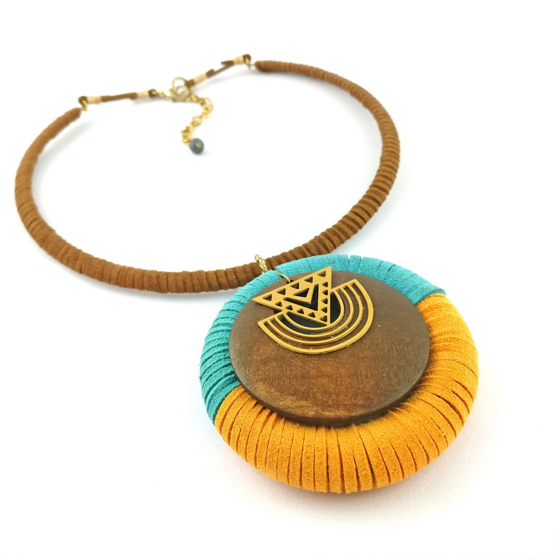 Tribal Statement Necklace Ethnic Necklace Wood Bib Necklace Etsy