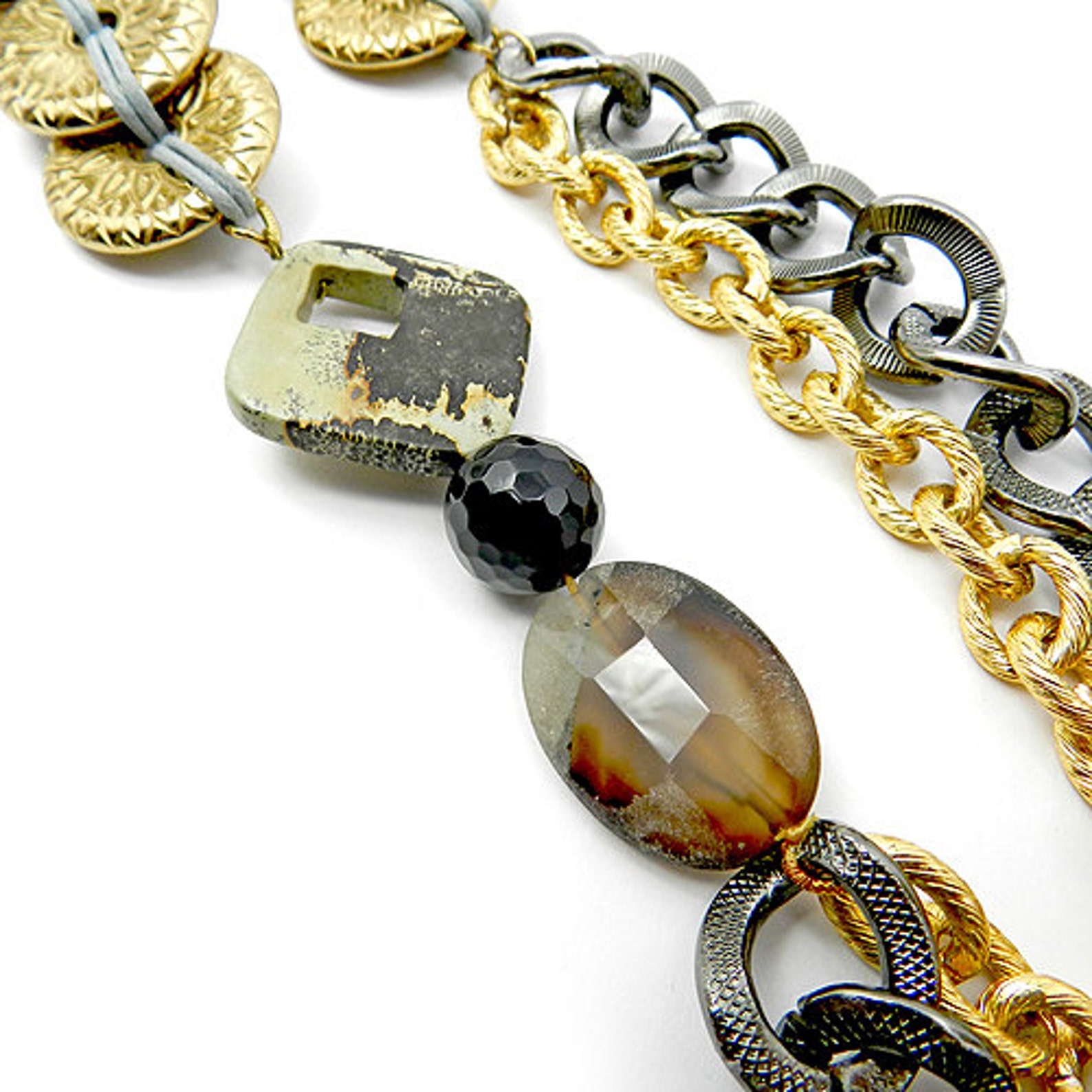 Big Bold Gold Necklace Chunky Long Statement Necklace Etsy