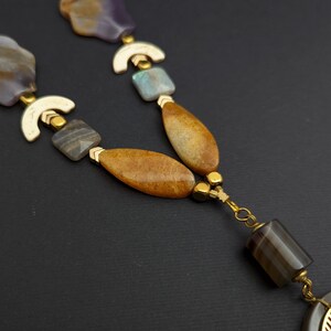 Elegant Alpine Plants Gemstones Handmade Statement Chunky Necklace