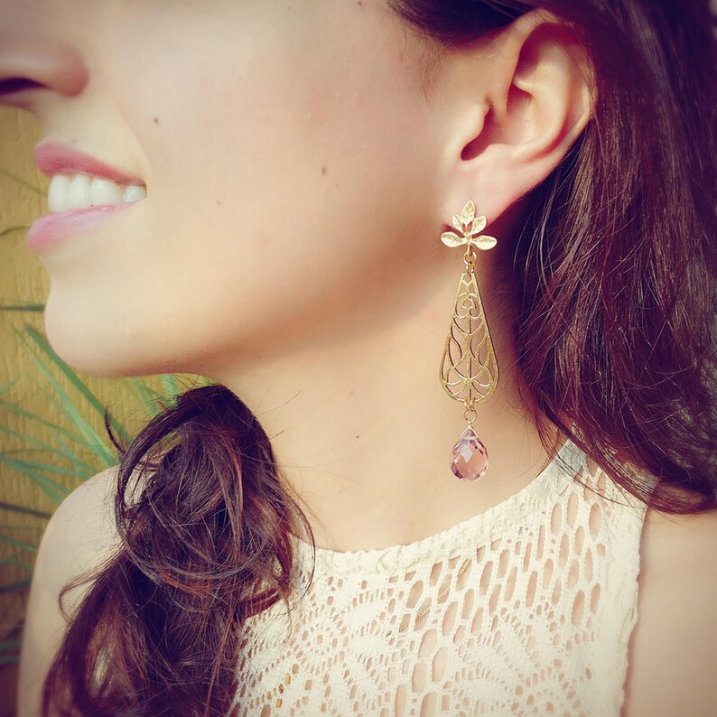 Gold Chandelier Earrings Long Gold Statement Earrings Large Etsy