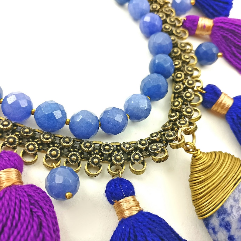 Bohemian Coin Tassel Statement Necklace - Retro Chunky Collar Bib Necklace For Women, Gypsy Tribal Jewelry