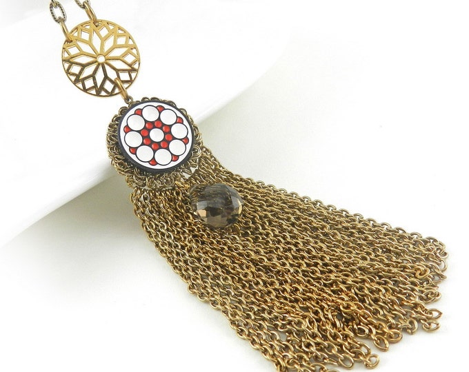 Long Tassel Necklace Tassel Pendant Necklace Long Fringe Etsy Hong Kong