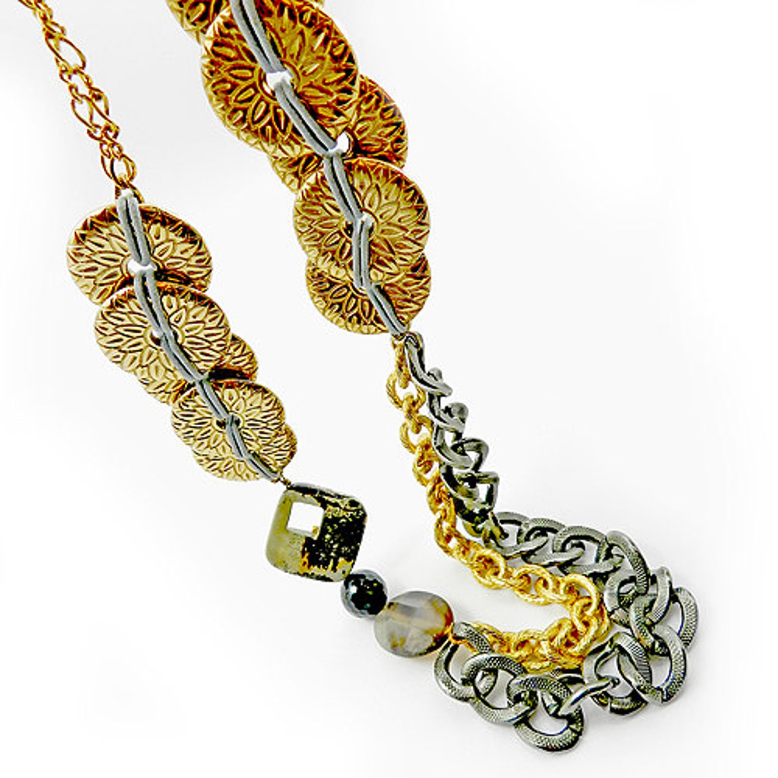 Big Bold Gold Necklace Chunky Long Statement Necklace Etsy