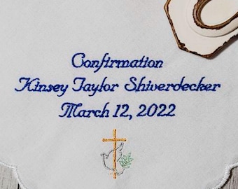 Confirmation, Baptism, First Holy Communion Gift, 1st Holy Communion, Keepsake Handkerchief