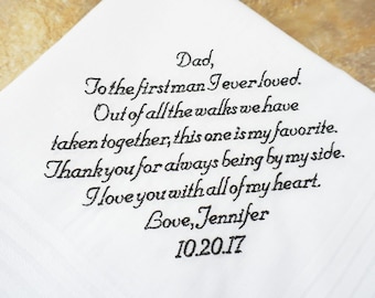 Custom Embroidered Handkerchief: Father of the Bride Gift (30-60 Words)