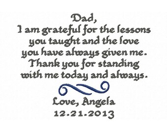 Custom Embroidered Father of the Bride Handkerchief - Thankful for the Lessons Taught - Personalized Gift for Father of the Bride - FREE Box