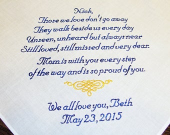 Custom Embroidered Memorial Handkerchief: Keepsake Gift, Free Gift Box