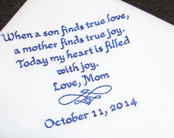 Custom Embroidered Handkerchief: Wedding Keepsake Gift for Groom