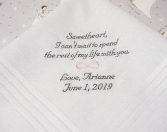 Personalized Handkerchief for Groom: 'Spend My Life With You' + Custom Verse