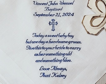 Personalized Baptism Handkerchief: Embroidered Keepsake Gift