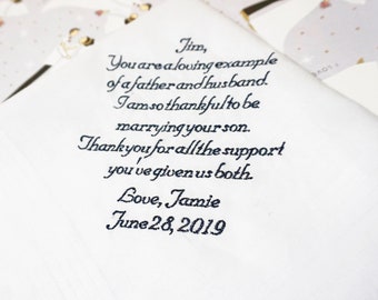 Personalized Father of the Groom Handkerchief: Wedding Keepsake
