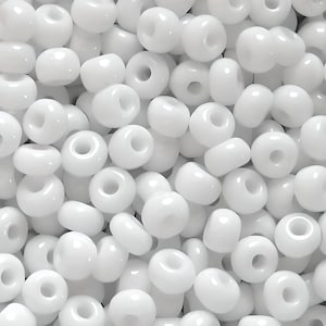 6/0 & 5/0 White Opaque #03050 | Preciosa Czech Glass Seed Beads 4mm Rocailles E-Beads | Won&#39;t Fade: BULK 20/50/100/250/500 Grams.