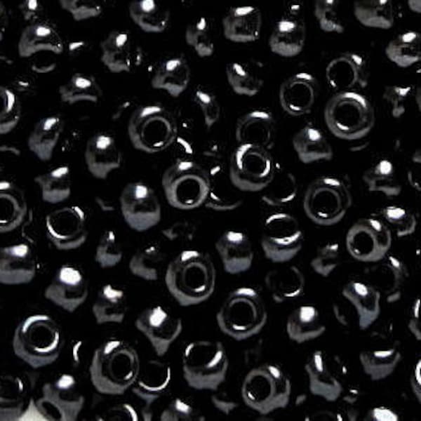 6/0 & 5/0 Black Opaque #23980 . Glass Czech Seed Beads 4mm Rocailles E-Beads . Won't Fade : BULK 20/50/100/250/500 Grams.