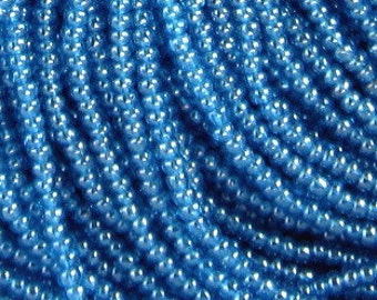 15/0 Aqua Blue Transparent Luster | Czech Glass Seed Beads 1.5 mm Rocailles | Options: 6 Strands & Hanks.