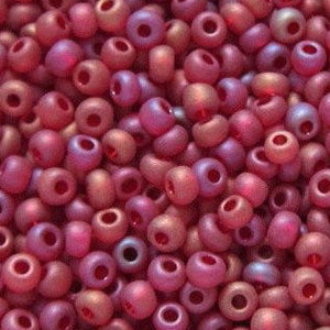 20 Grams 8/0 Ruby Red Matte AB Transparent | Czech Seed Beads, E Beads, 4mm Rocailles | #91090.