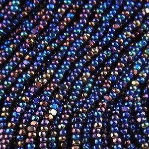 Bulk 13/0 Charlottes Jet AB, Iris | Glass Czech Seed Beads 1.7 mm 1 Cut | Option: 1/4/8/12 Hanks | #59205.