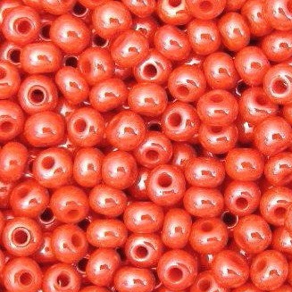 6/0 TangerineOrange Luster | Glass Czech Seed Beads 4 mm Rocailles, E-Beads | BULK 20/50/100/250/500 Grams | #98140.