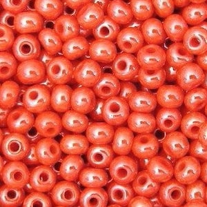 6/0 TangerineOrange Luster | Glass Czech Seed Beads 4 mm Rocailles, E-Beads | BULK 20/50/100/250/500 Grams | #98140.