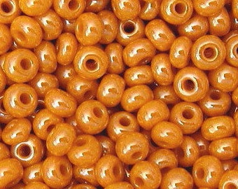 6/0 Orange Luster | Glass Czech Seed Beads 4 mm Rocailles, E-Beads | BULK 20/50/100/250/500 Grams | #98110.