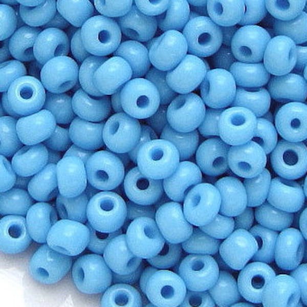 6/0 & 5/0 Light Turquoise Blue #63020 . Glass Czech Seed Beads 4mm Rocailles E-Beads . Won't Fade : BULK 20/50/100/250/500 Grams.