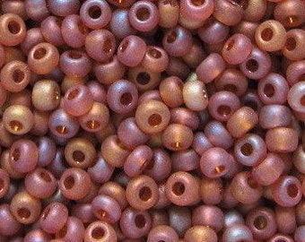 20 Grams 8/0 Brown Topaz Matte AB Transparent | Czech Seed Beads, E Beads, 4mm Rocailles | #11090