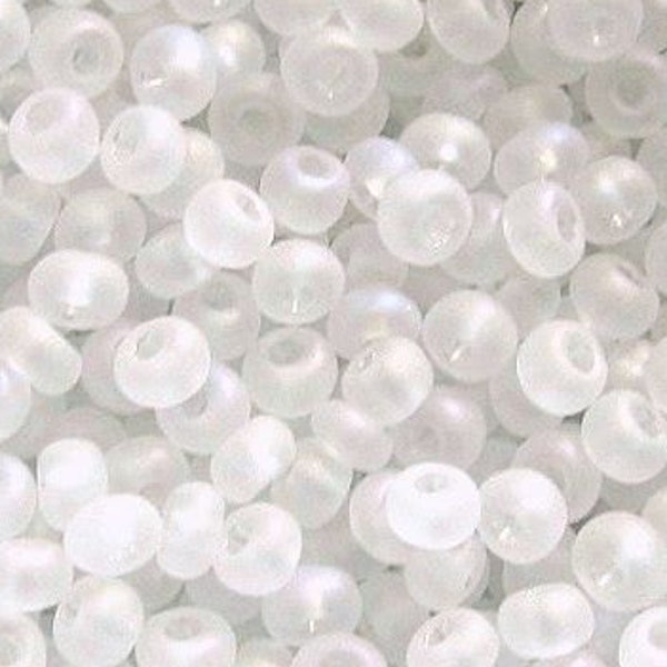 6/0 Crystal Matte AB Transparent | Glass Czech Seed Beads | 4 mm Rocailles, E-Beads | 20/50/100/250/500 Grams| #58205.