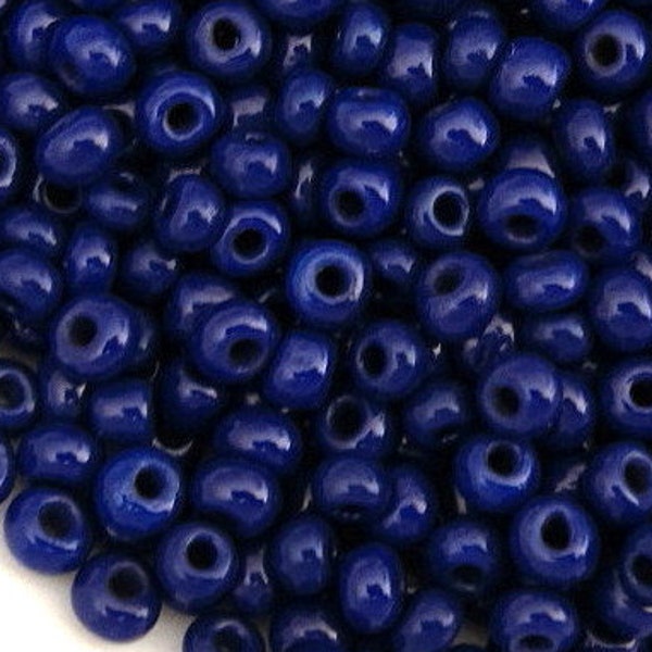 6/0 & 5/0 Navy Blue Opaque #33070 . Glass Czech Seed Beads 4mm Rocailles E-Beads . Won't Fade : BULK 20/50/100/250/500 Grams.