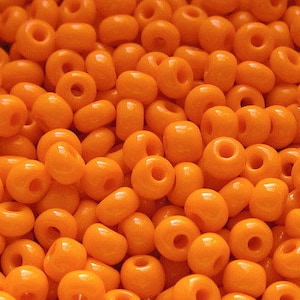 6/0 Dark Orange Opaque #93130 . Glass Czech Seed Beads 4mm Rocailles E-Beads . Won't Fade : BULK 20/50/100/250/500 Grams.