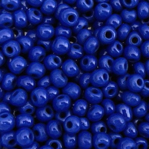 6/0 Dark Blue Opaque #33050 . Glass Czech Seed Beads 4mm Rocailles E-Beads . Won't Fade : BULK 20/50/100/250/500 Grams.