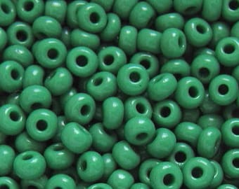 6/0 & 5/0 Leaf Green Opaque Natural Preciosa Czech Seed Beads - Glass 4mm E-Beads - 20/50/100/250/500 Grams #53250.