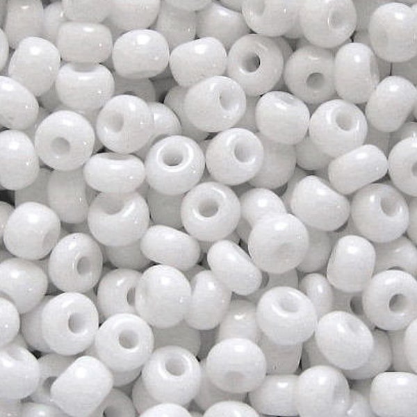 6/0 & 5/0 White Opaque #03050, Preciosa Czech Seed Beads, Glass 4mm E-Beads, Won't Fade : BULK 20/50/100/250/500 Grams.