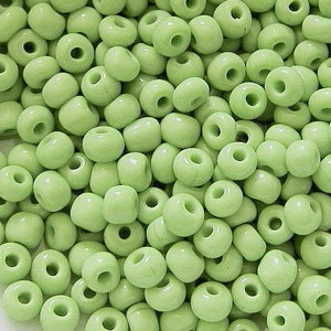 6/0 & 5/0 Lime Green Opaque #53410 . Glass Czech Seed Beads 4mm Rocailles E-Beads . Won't Fade : BULK 20/50/100/250/500 Grams.