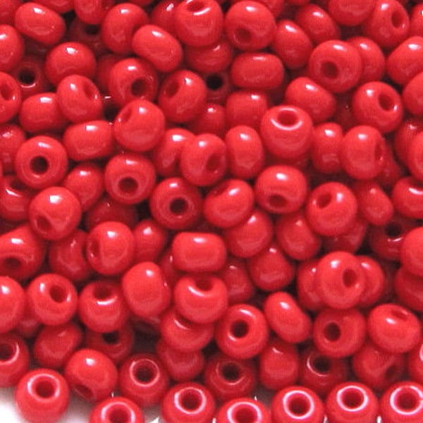 6/0 & 5/0 Light Red Opaque #93170 . Glass Czech Seed Beads 4mm Rocailles E-Beads . Won't Fade : BULK 20/50/100/250/500 Grams.