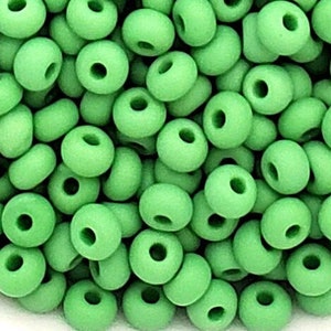 6/0 Matte Leaf Green Opaque | Preciosa Czech Seed Beads 3.7mm E-Beads | 20/50/100/250/500 Grams | 53250m.