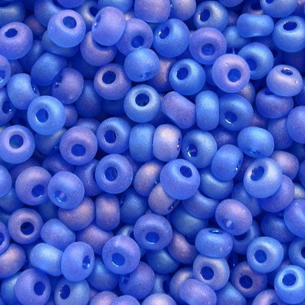 6/0  Sapphire Blue Matte AB Transparent | Glass Czech Seed Beads | 4 mm Rocailles, E-Beads | 20/50/100/250/500 Grams| #31050m.