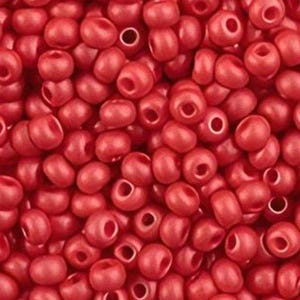 6/0 Red Silk PermaLux | Preciosa Opaque Czech Seed Beads | Glass 4mm Glass Rocailles, E-Beads | 50/125 Grams #22008.