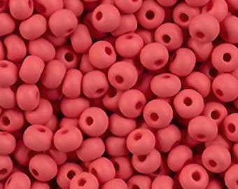 6/0 Red Matte PermaLux E-Beads ~ 4mm Preciosa Czech Glass Seed Beads ~ 20g & 50g Grams.