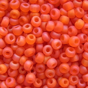 6/0 Tangerine Orange Matte AB Transparent | Glass Czech Seed Beads | 4 mm Rocailles, E-Beads | 20/50/100/250/500 Grams| #91030m.