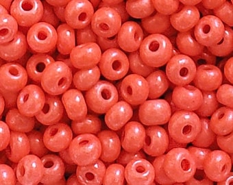 6/0 Coral Orange Terra Intensive Dyed Opaque #16A91 . Preciosa Glass Czech Seed Beads 4mm Rocailles E-Beads : BULK 20/50/100/250/500 Grams.