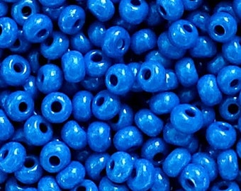 6/0 Capri Blue Terra Intensive Dyed Opaque #16A38. Preciosa Glass Czech Seed Beads 4mm Rocailles E-Beads : BULK 20/50/100/250/500 Grams.