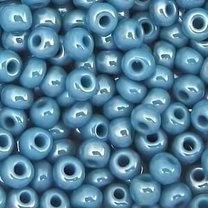 6/0 Turquoise Blue Preciosa Opaque Luster #68030 | 4mm Czech Glass Seed Beads, E Beads, Rocailles | BULK 20/50/100/250/500 Grams.