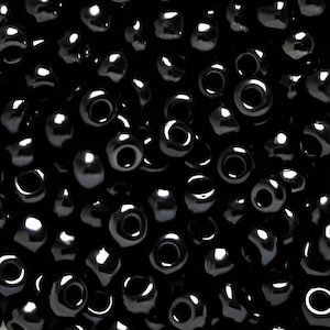 6/0 & 5/0 Black Opaque #23980 | Preciosa Czech Glass Seed Beads 4mm Rocailles E-Beads | Won&#39;t Fade: BULK 20/50/100/250/500 Grams