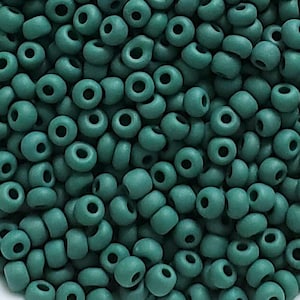 6/0 Matte Persian Green Opaque Natural Preciosa Czech Seed Beads - Glass 4mm E-Beads : 20/50/100/250/500 Grams #53240.