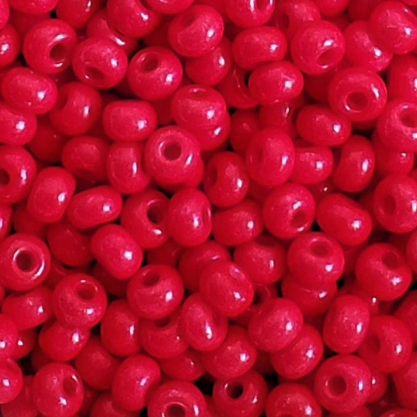 6/0 Lipstick Red Terra Intensive Dyed Opaque #16A98 . Preciosa Glass Czech Seed Beads 4mm Rocailles E-Beads : BULK 20/50/100/250/500 Grams.