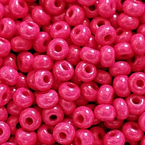 6/0 Hot Pink Terra Intensive Dyed Opaque #16A77 . Preciosa Glass Czech Seed Beads 4mm Rocailles E-Beads : BULK 20/50/100/250/500 Grams.