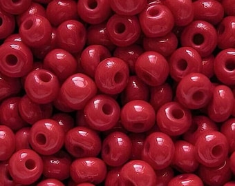 6/0-5/0 Medium Red Opaque Seed Beads ~ Preciosa Czech Glass E- Beads ~ Won't Fade ~ 20g/50g/125g/500g.