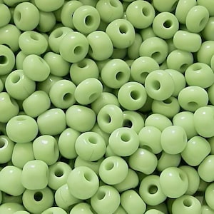 6/0 & 5/0 Lime Green Opaque #53410 . Glass Czech Seed Beads 4mm Rocailles E-Beads . Won&#39;t Fade : BULK 20/50/100/250/500 Grams.