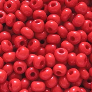 6/0 & 5/0 Light Red Opaque #93170 . Glass Czech Seed Beads 4mm Rocailles E-Beads . Won't Fade : BULK 20/50/100/250/500 Grams.